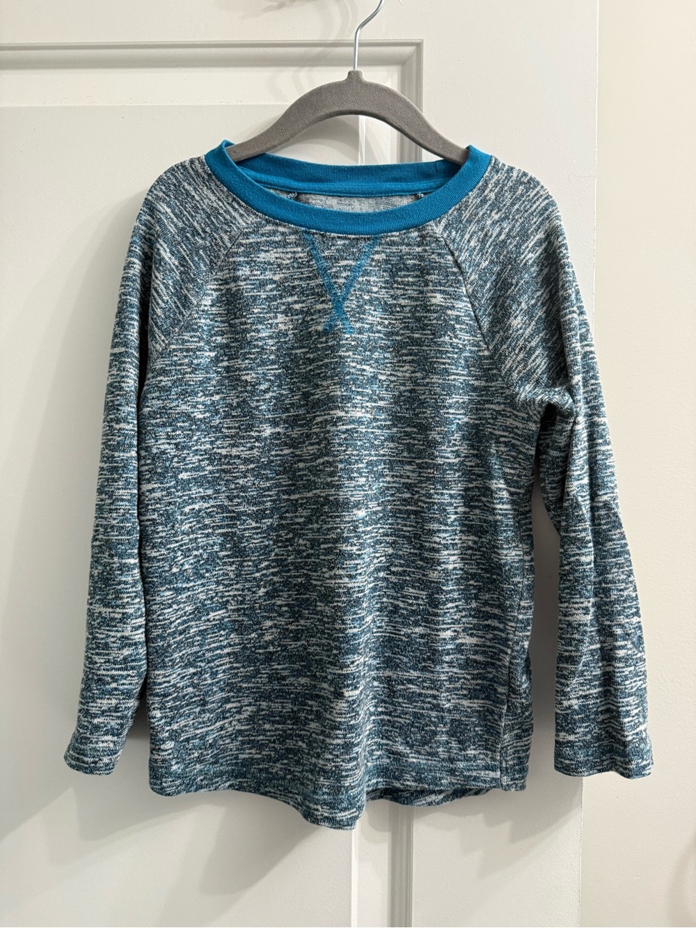 Cat & Jack Teal Marled Crewneck Sweater with Teal Trim